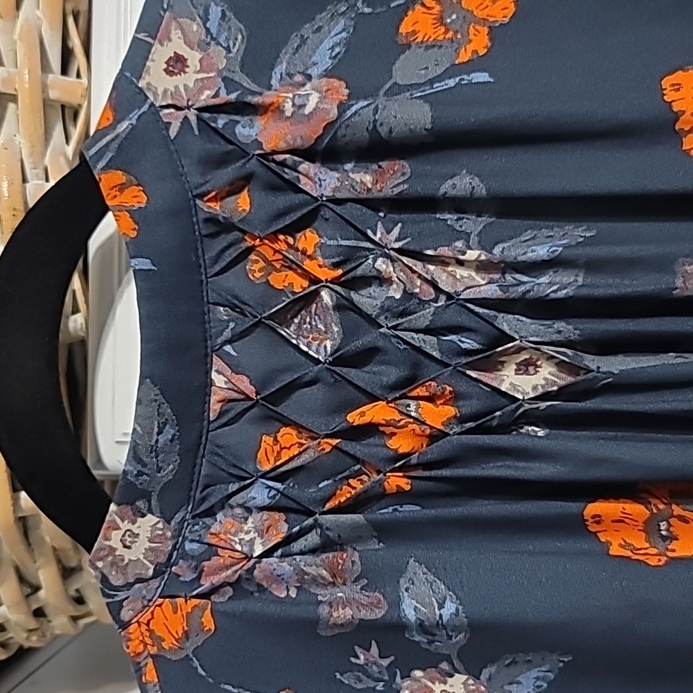 Free People Pebble Crepe Tunic Womens XS Multi Floral Oversized Smocked Boho Top - Picture 10 of 12